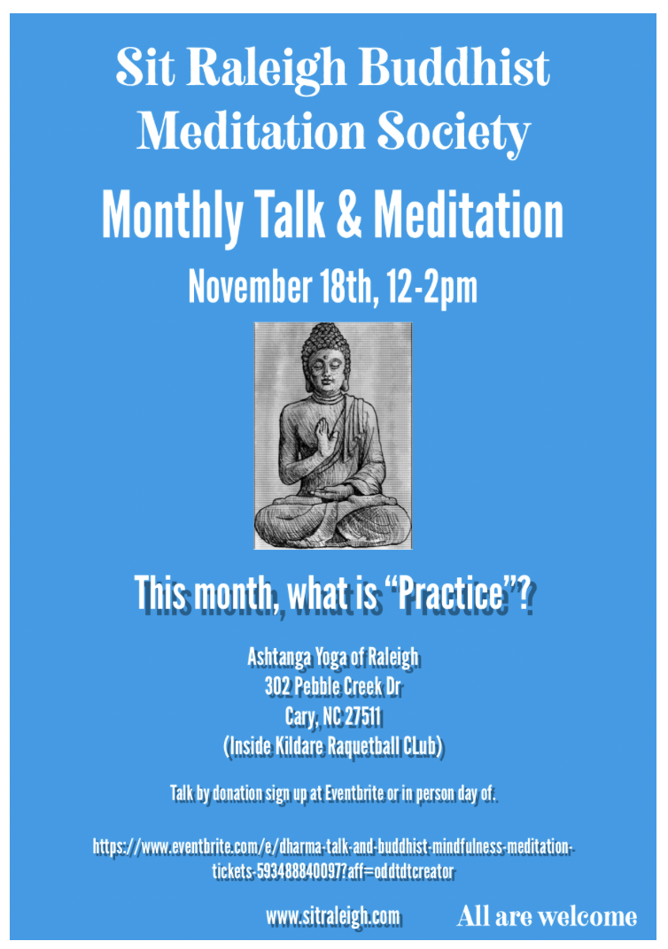 Sit Raleigh Buddhist Monthly Talk & Meditation